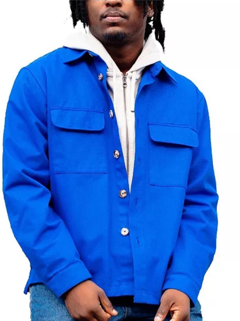 9TOFIVE Royal Blue Button-Up Work Jacket XL Utility Shirt New Shacket Work Wear